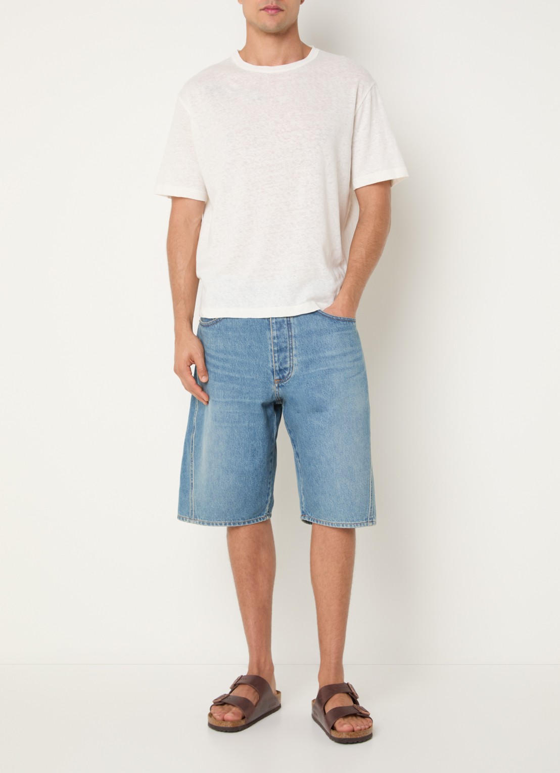OLAF Loose fit korte broek van denim met medium wassing - voorkant 5 indigo