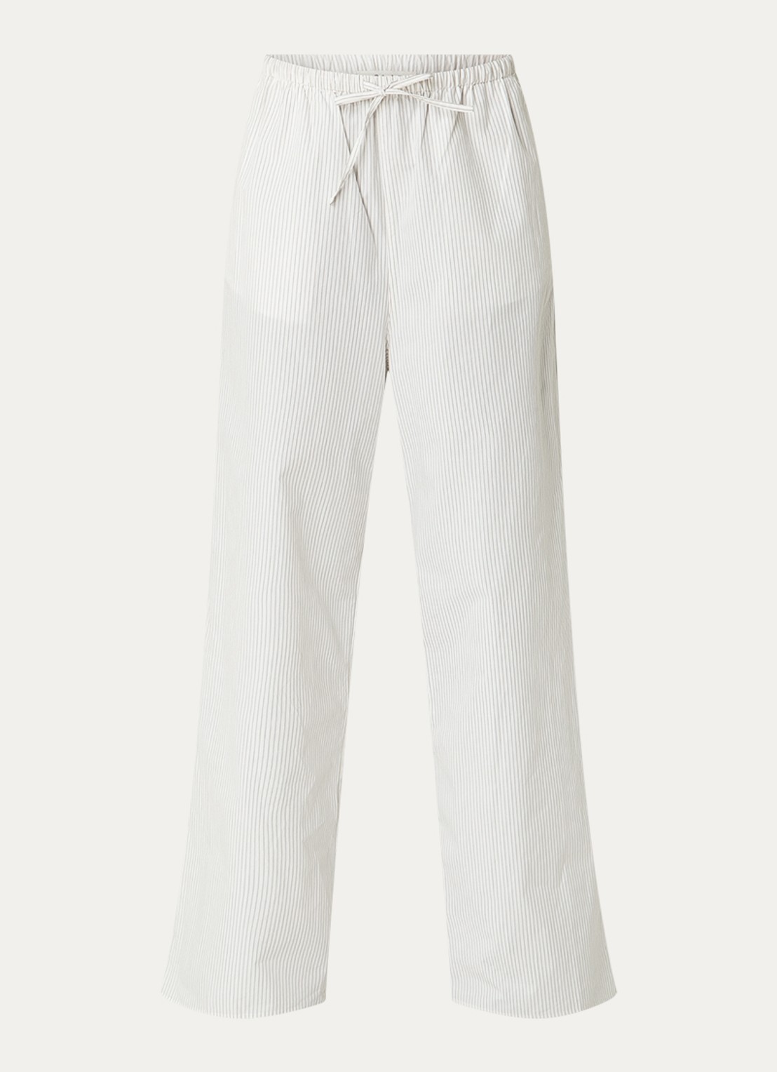 OLAF Mid waist straight fit broek met streepprint - voorkant 2 wit