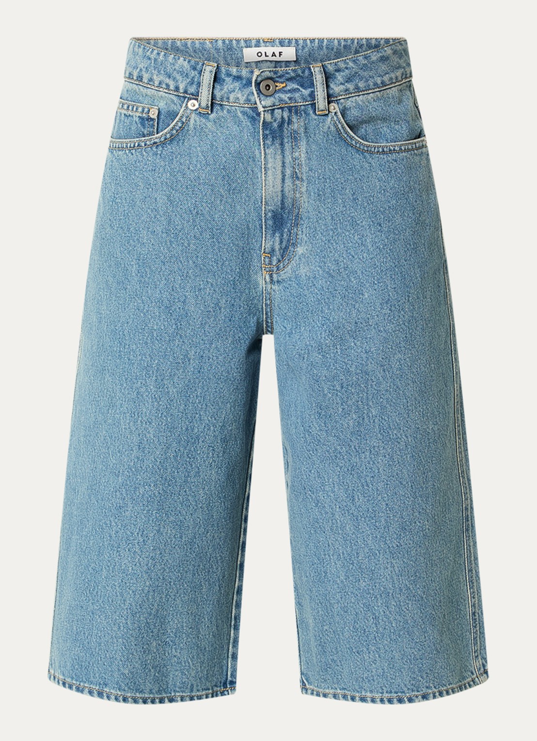 OLAF Mid waist wide leg driekwart jeans met medium wassing  - voorkant 3 indigo
