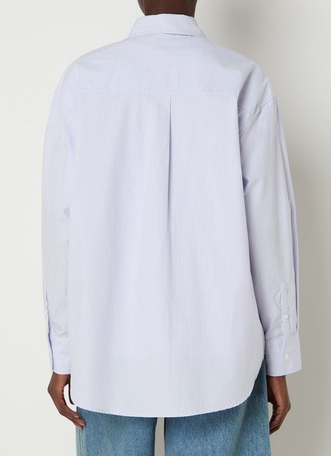 OLAF Oversized blouse met streepprint en borstzak - achterkant paars