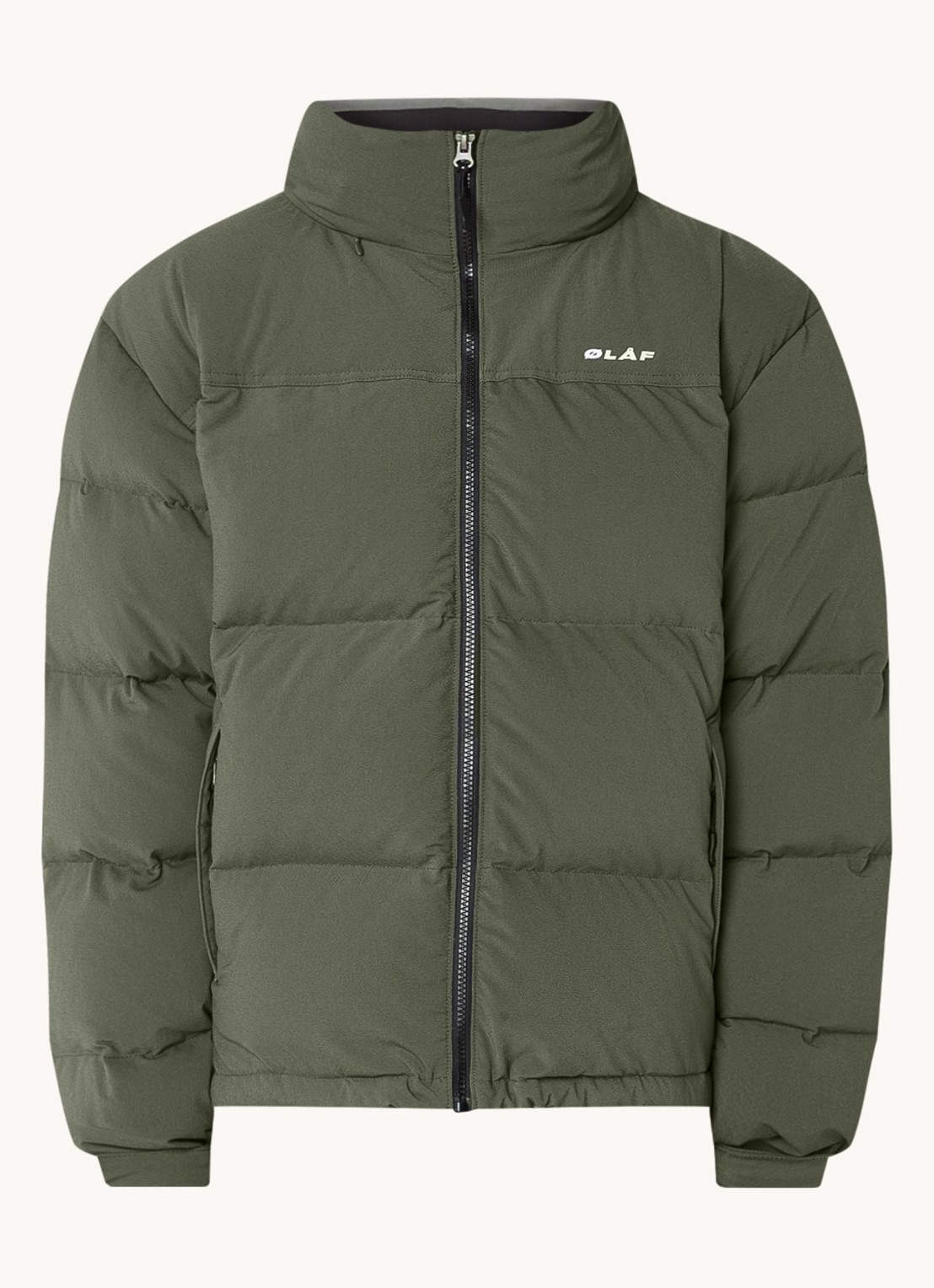 OLAF Puffer jack met donsvulling en opbergbare capuchon - voorkant 3 groen