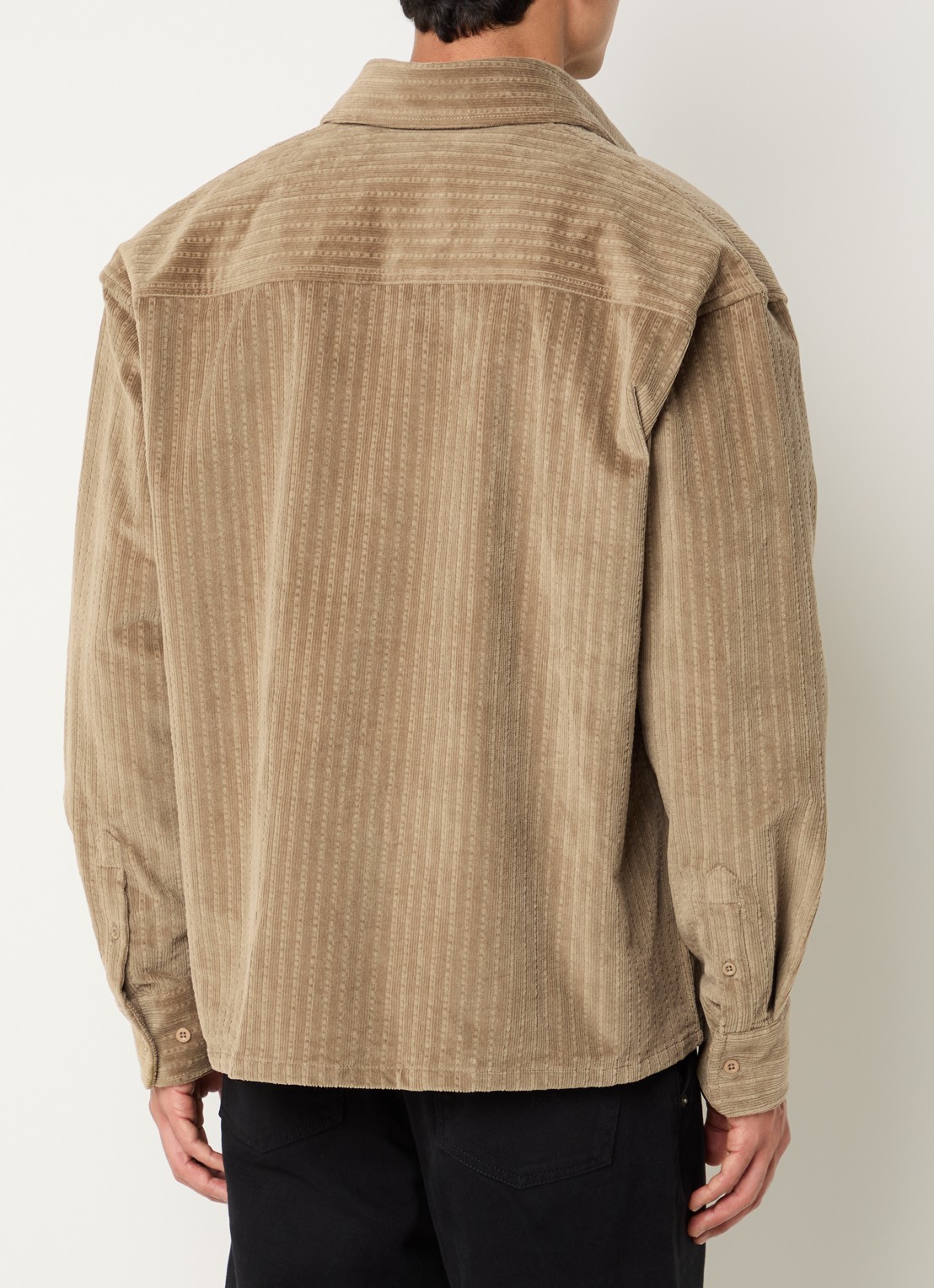 OLAF Regular fit overhemd van corduroy met borstzak - achterkant 3 khaki