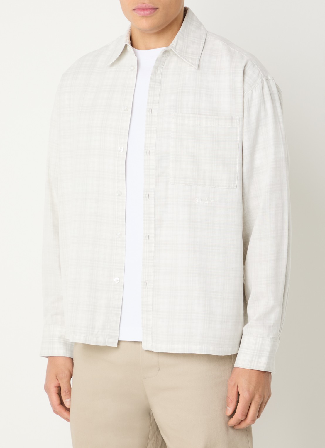 OLAF Regular fit overshirt met ruitdessin - detail 3 beige