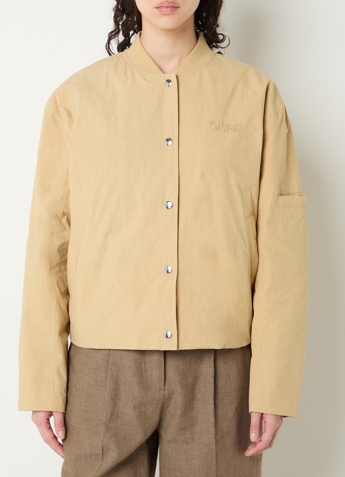 OLAF Retro jack met logo en steekzakken - detail 2 khaki