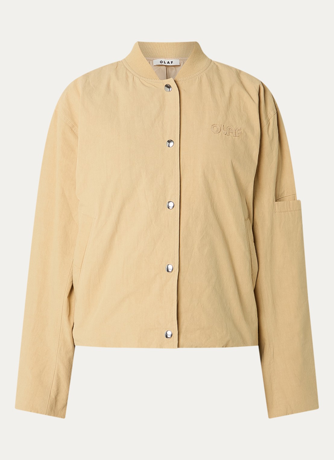 OLAF Retro jack met logo en steekzakken - voorkant 3 khaki