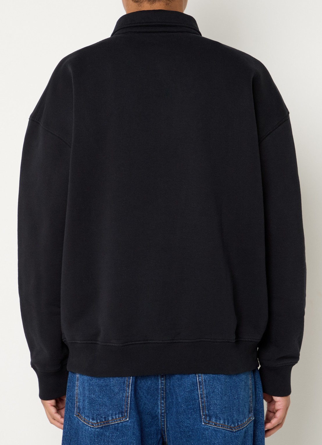 OLAF Signature sweater met polokraag en logoborduring - achterkant zwart