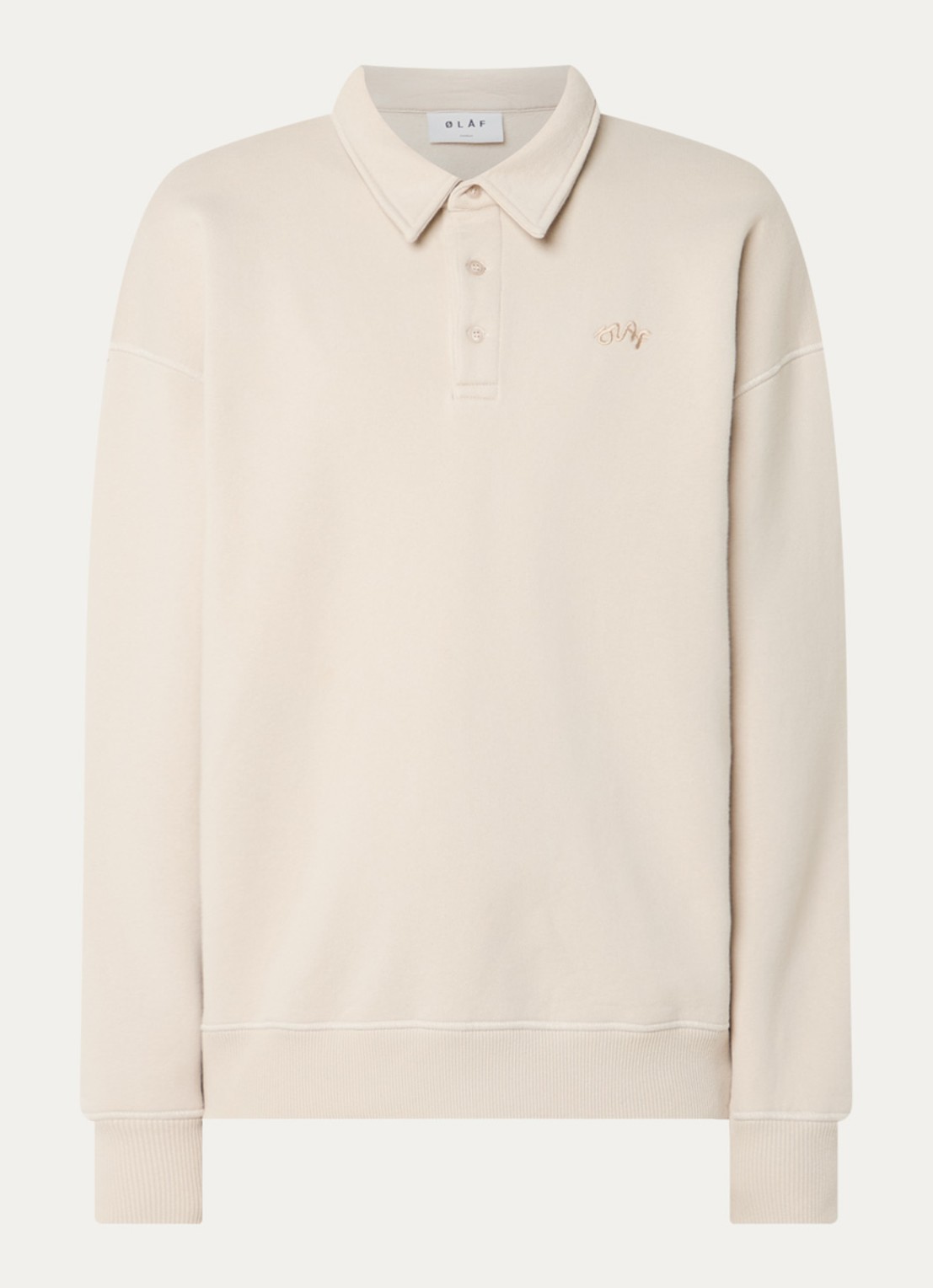 OLAF Signature sweater met polokraag en logoborduring - voorkant 3 beige