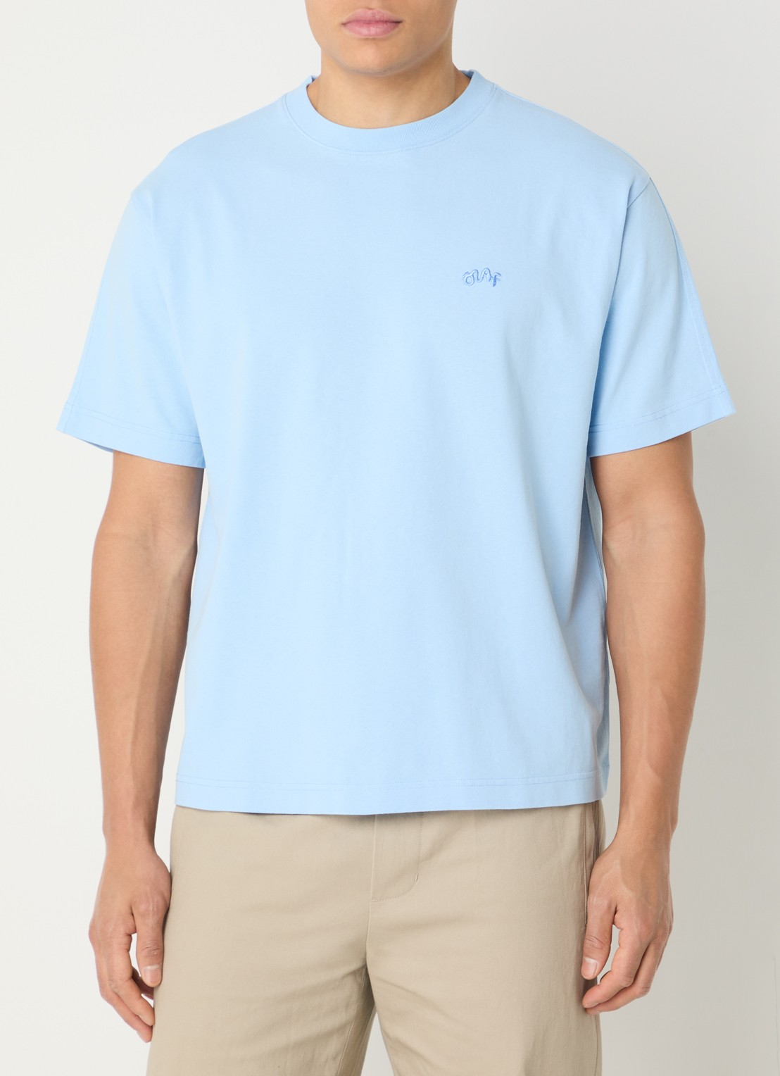 OLAF Signature T-shirt met logoborduring - detail 4 lichtblauw
