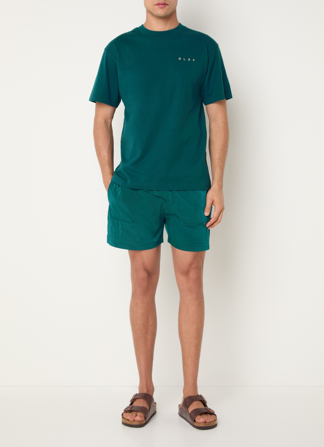 OLAF Signature zwemshorts met glanzende finish en ritszakken  - voorkant 3 zeegroen