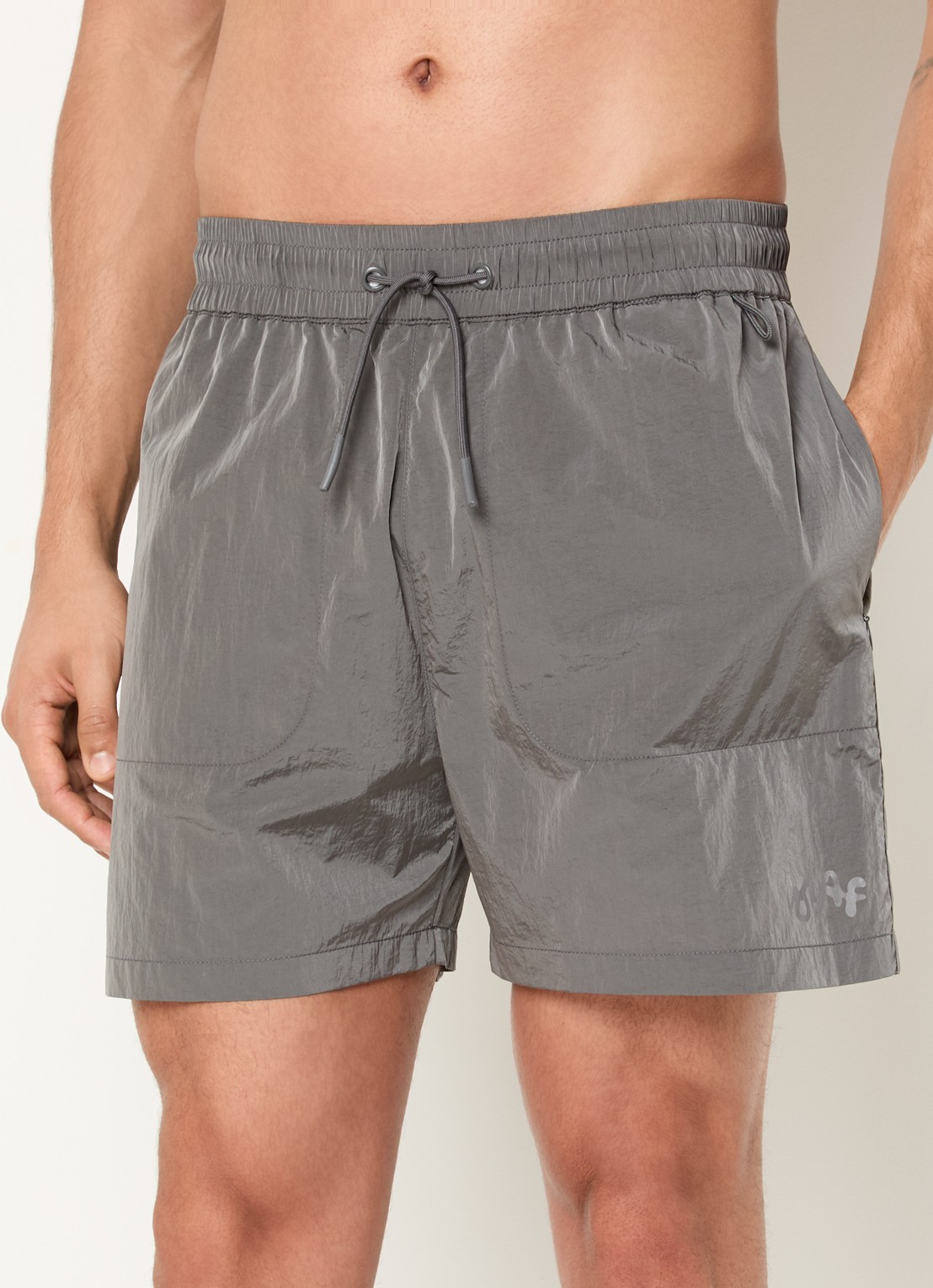 OLAF Signature zwemshorts met glanzende finish en ritszakken  - detail 4 grijs
