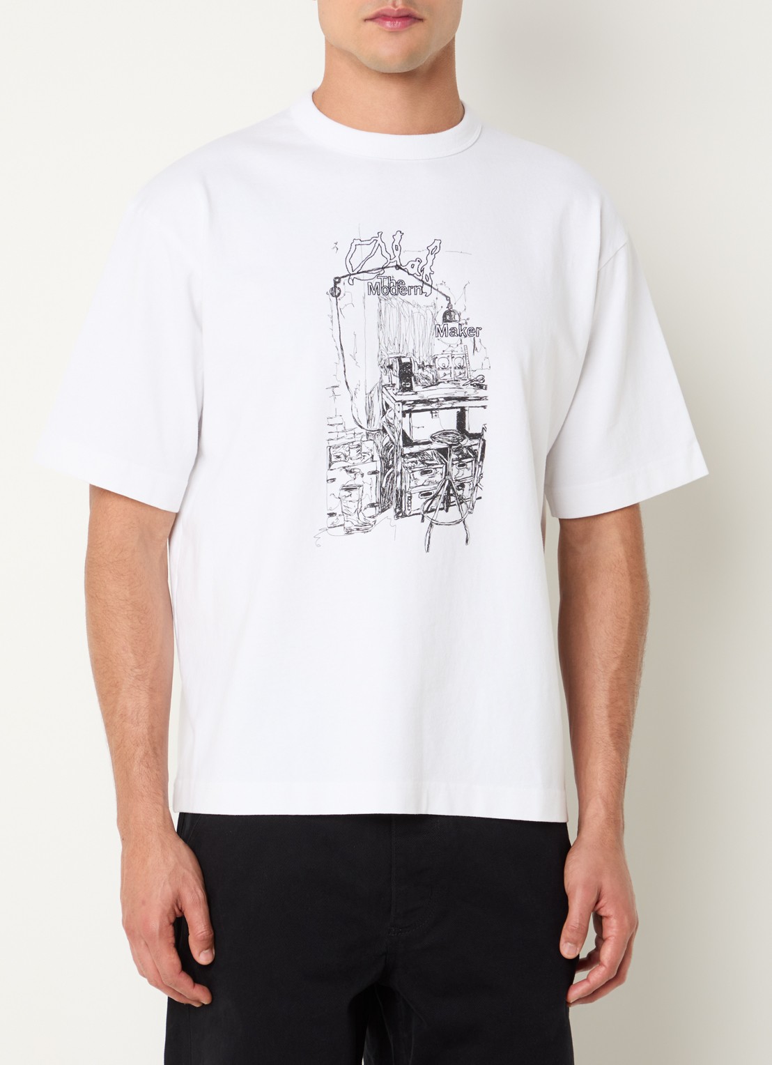 OLAF Sketched Atelier T-shirt met logoprint - detail 4 wit