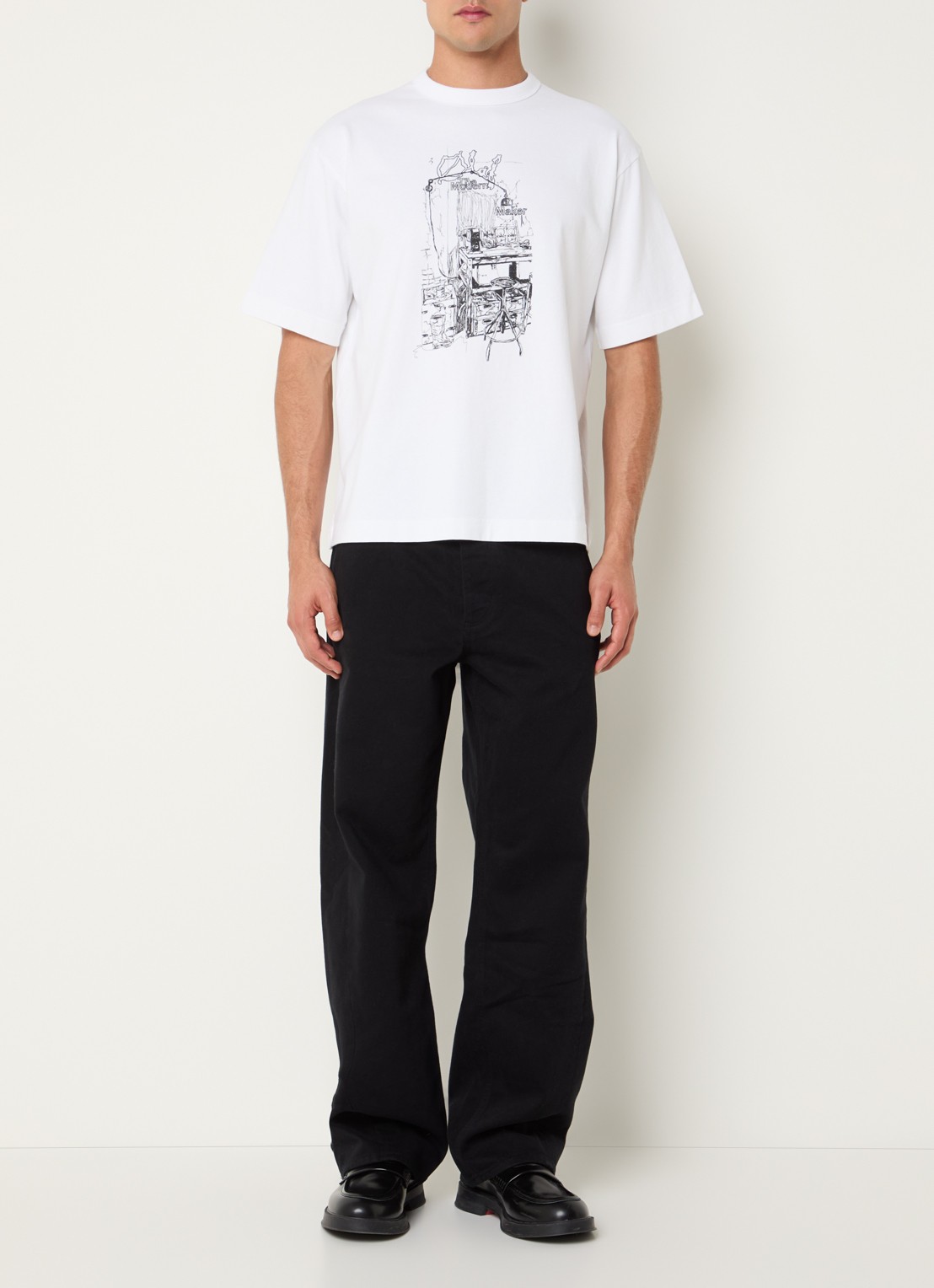 OLAF Sketched Atelier T-shirt met logoprint - voorkant 3 wit