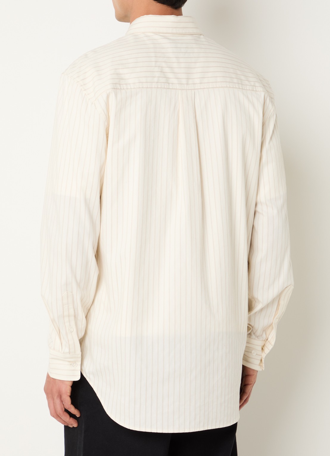 OLAF Stitched regular fit overshirt met streepprint - achterkant 4 gebroken wit