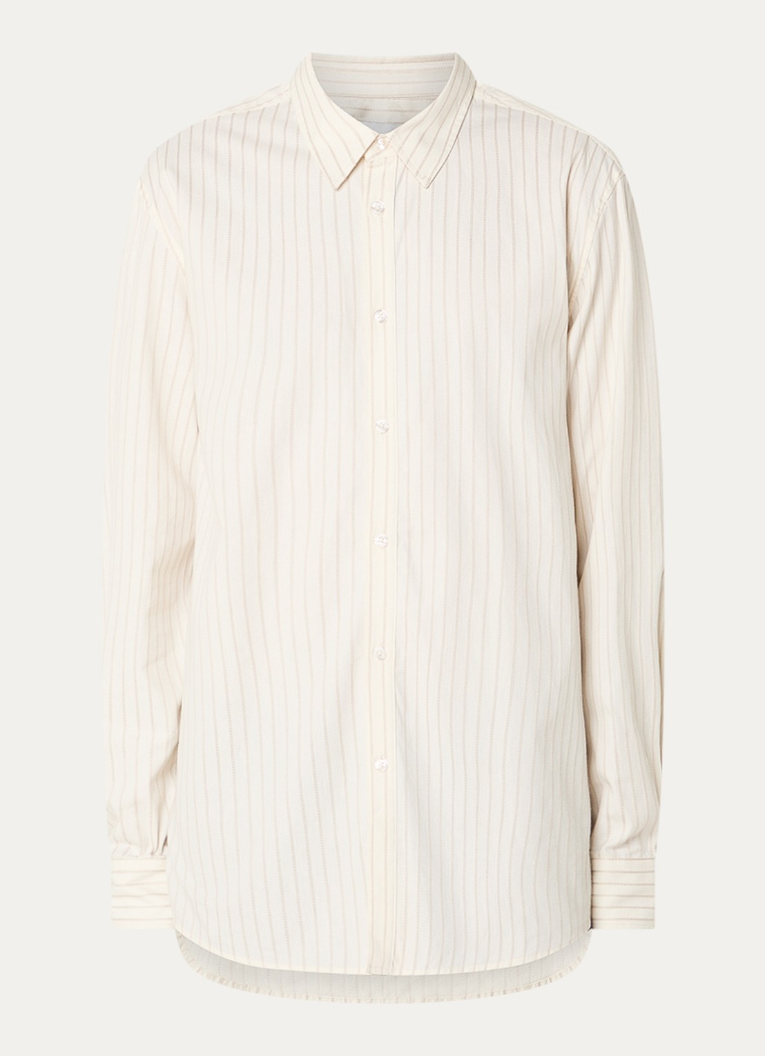 OLAF Stitched regular fit overshirt met streepprint - voorkant 2 gebroken wit