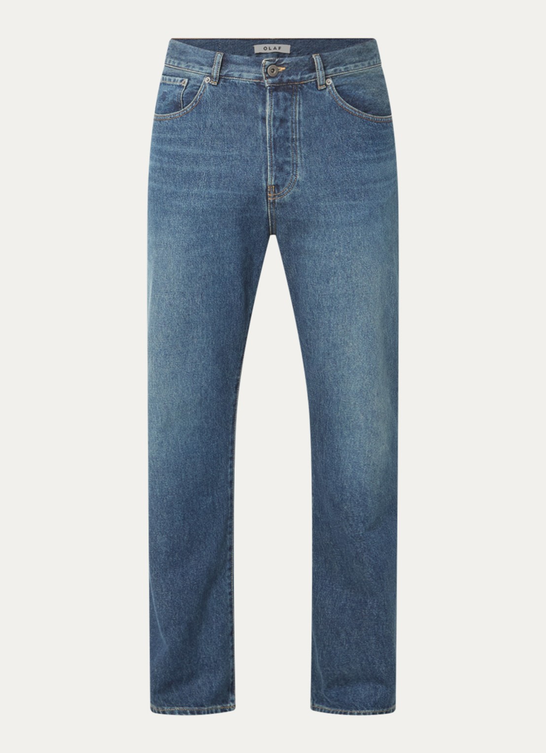 OLAF Straight fit jeans met medium wassing - voorkant 4 indigo