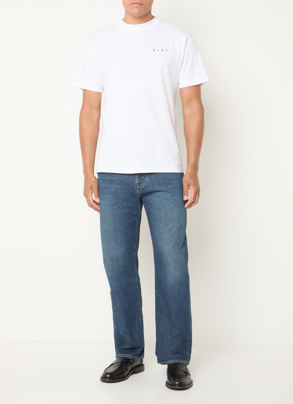 OLAF Straight fit jeans met medium wassing - voorkant 5 indigo