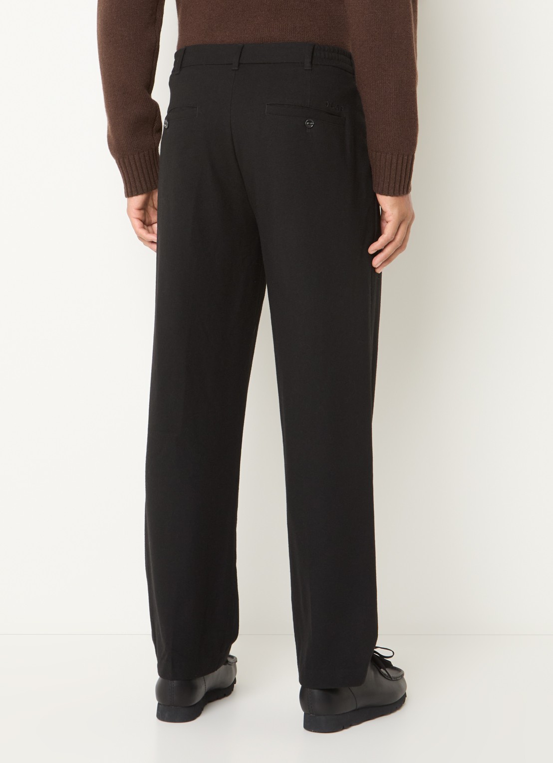 OLAF Straight fit pantalon in wolblend met steekzakken - achterkant zwart