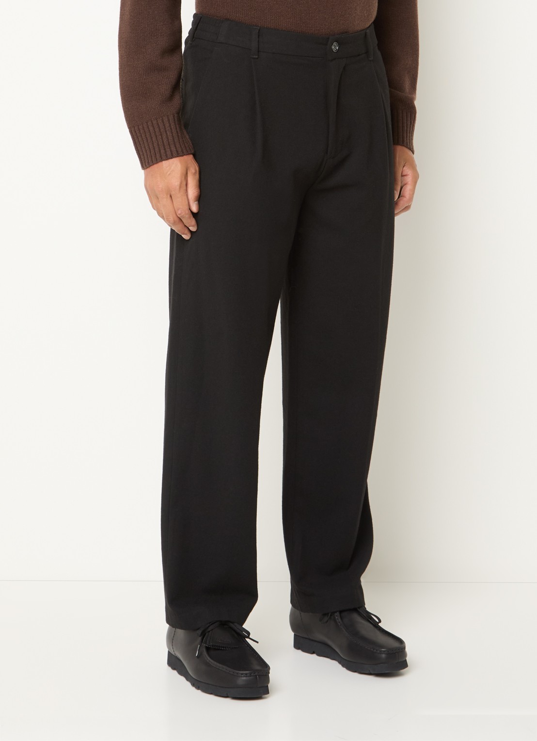 OLAF Straight fit pantalon in wolblend met steekzakken - detail 2 zwart