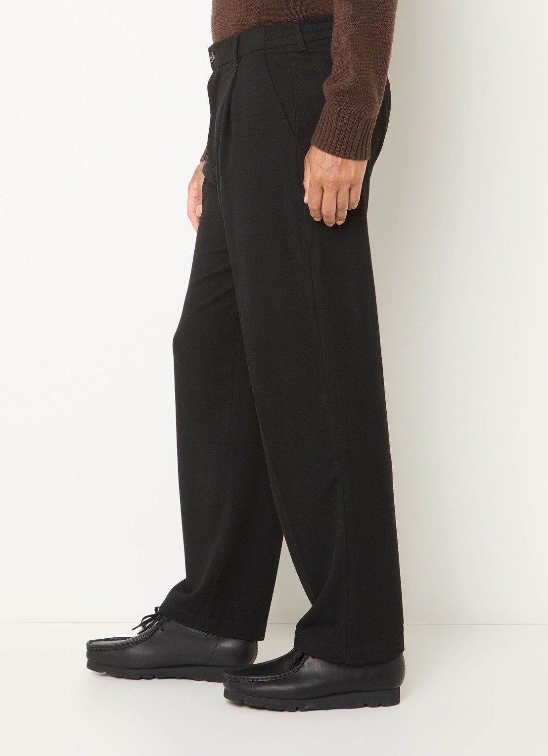 OLAF Straight fit pantalon in wolblend met steekzakken - detail 3 zwart