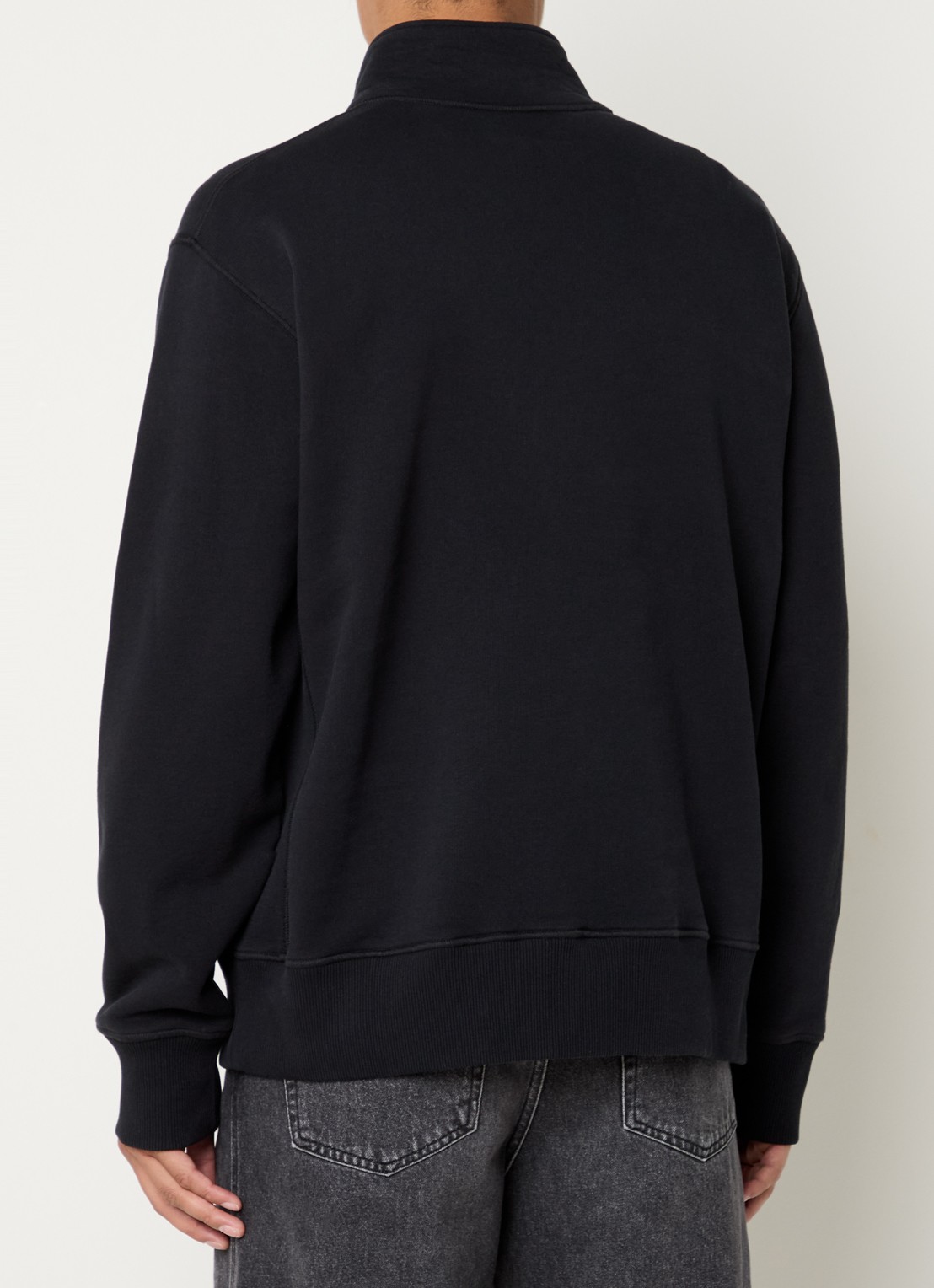 OLAF Sweater met halve rits en logoborduring - achterkant 3 zwart
