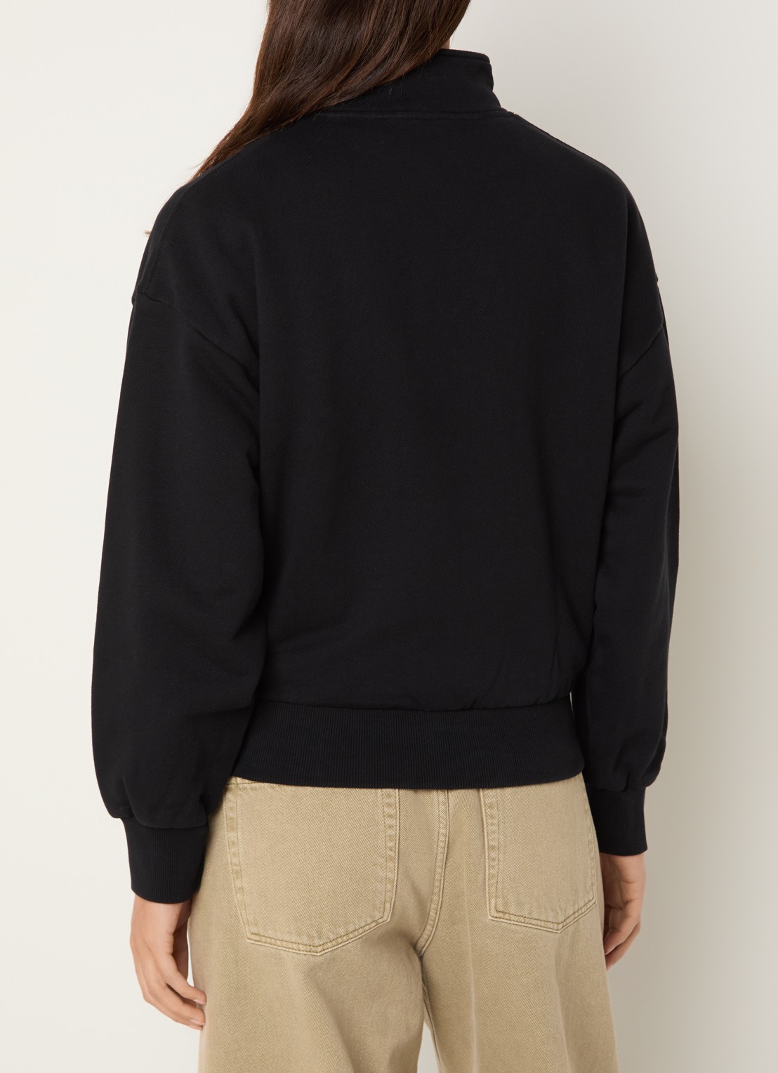 OLAF Sweater met halve rits en logoborduring - achterkant 4 zwart