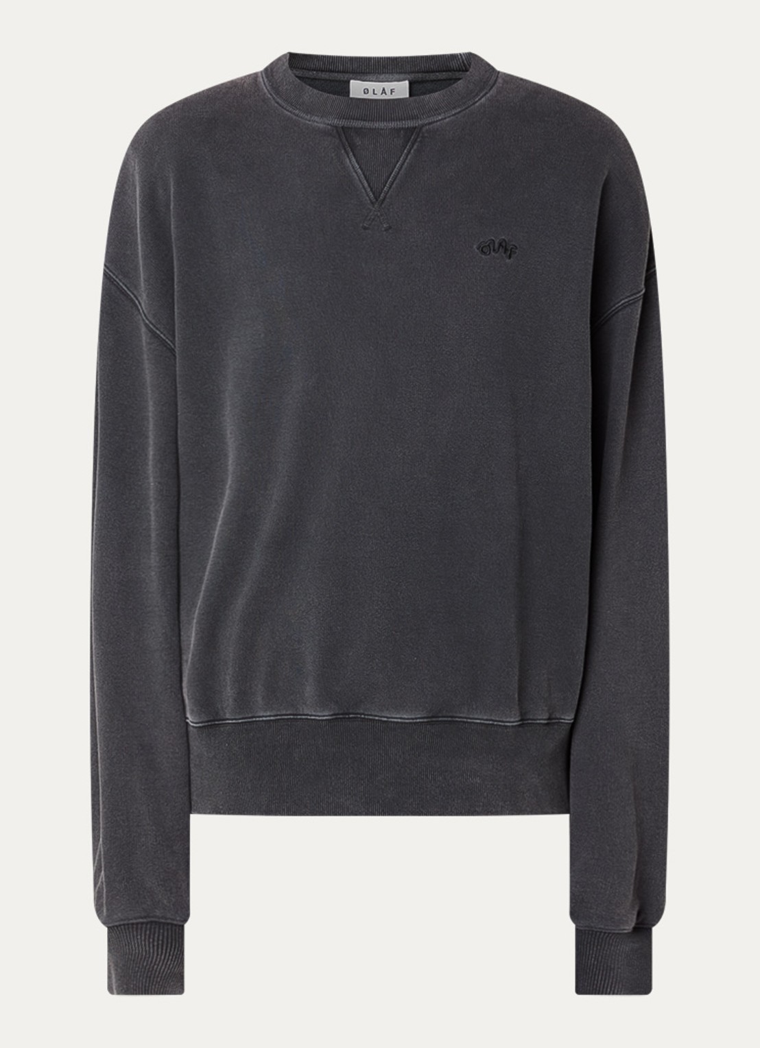 OLAF Sweater met logoborduring - voorkant antraciet