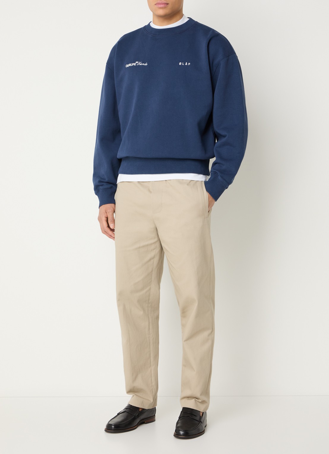 OLAF Sweater met logoborduring - voorkant 2 donkerblauw