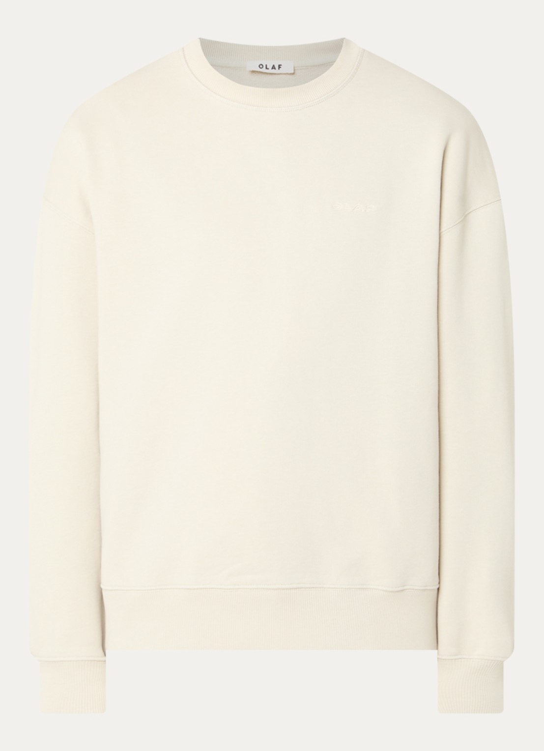 OLAF Sweater met logoborduring - voorkant creme