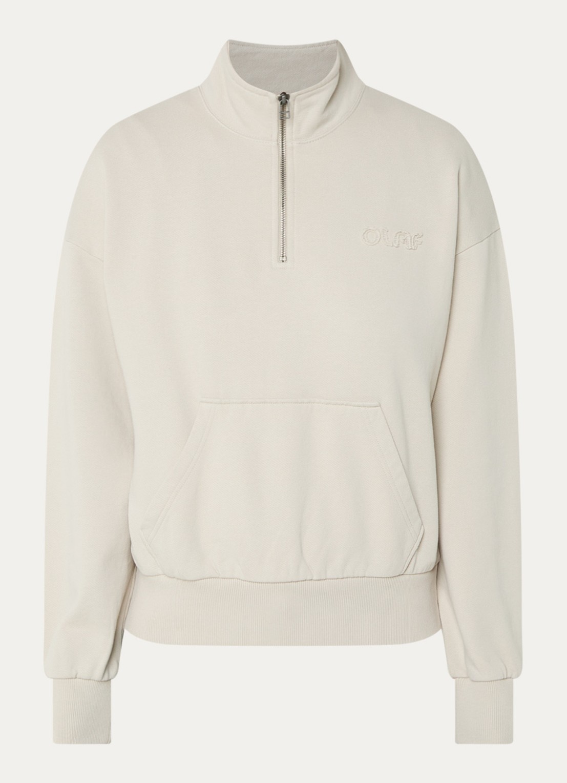 OLAF Sweater met logoborduring - voorkant beige