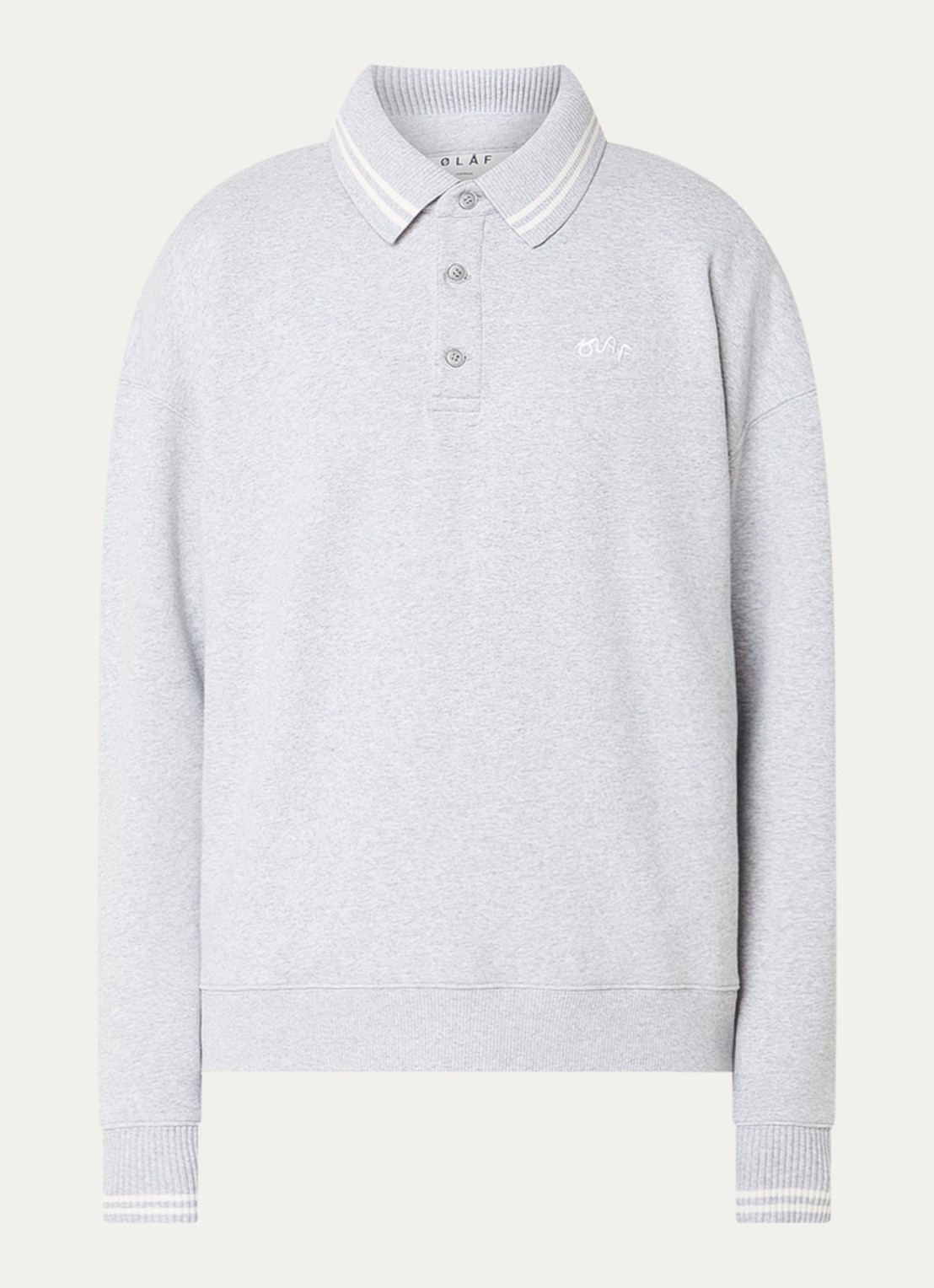 OLAF Sweater met polokraag en logoborduring - voorkant 3 grijsmele