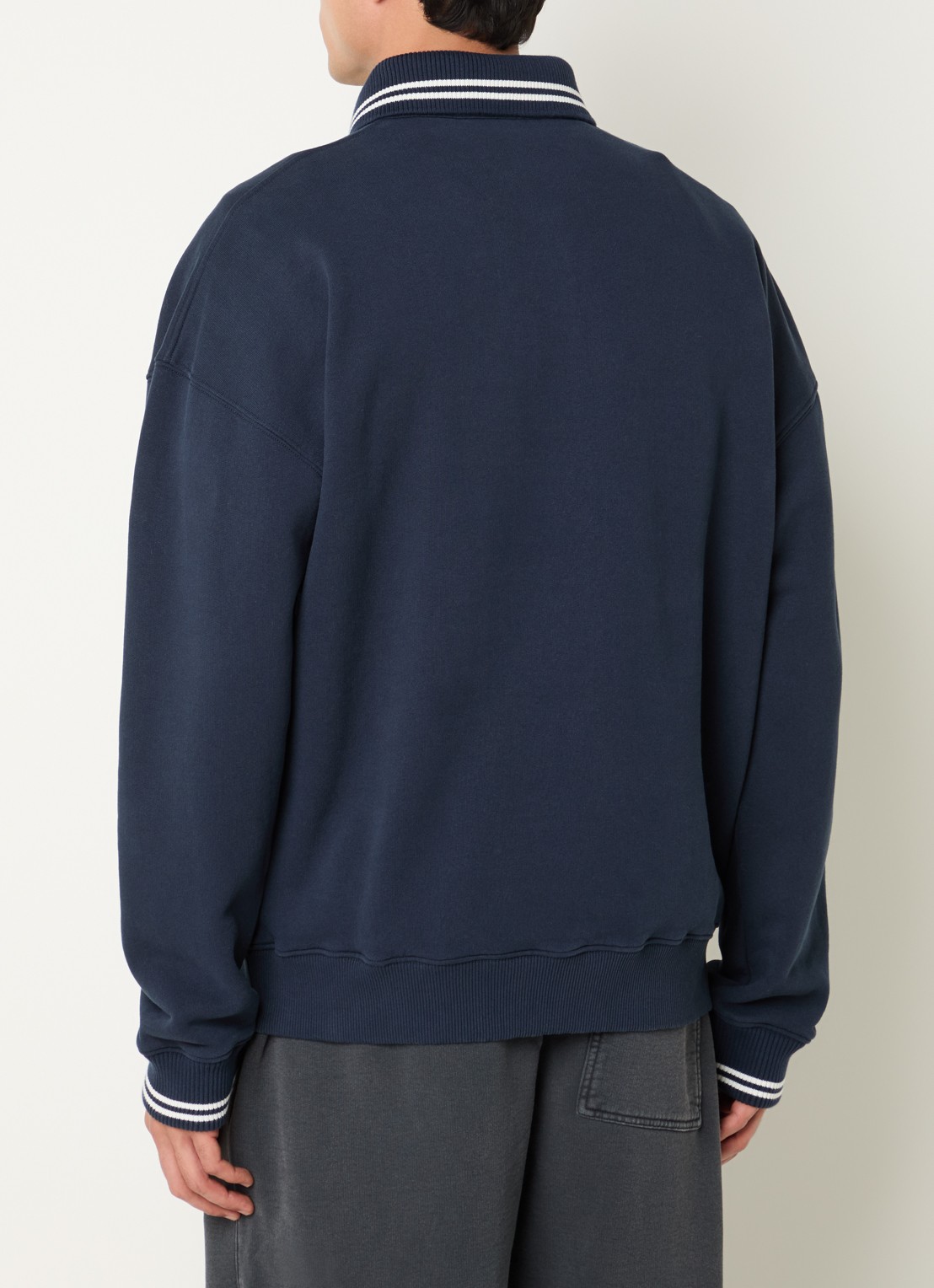 OLAF Sweater met polokraag en logoborduring - achterkant 2 donkerblauw
