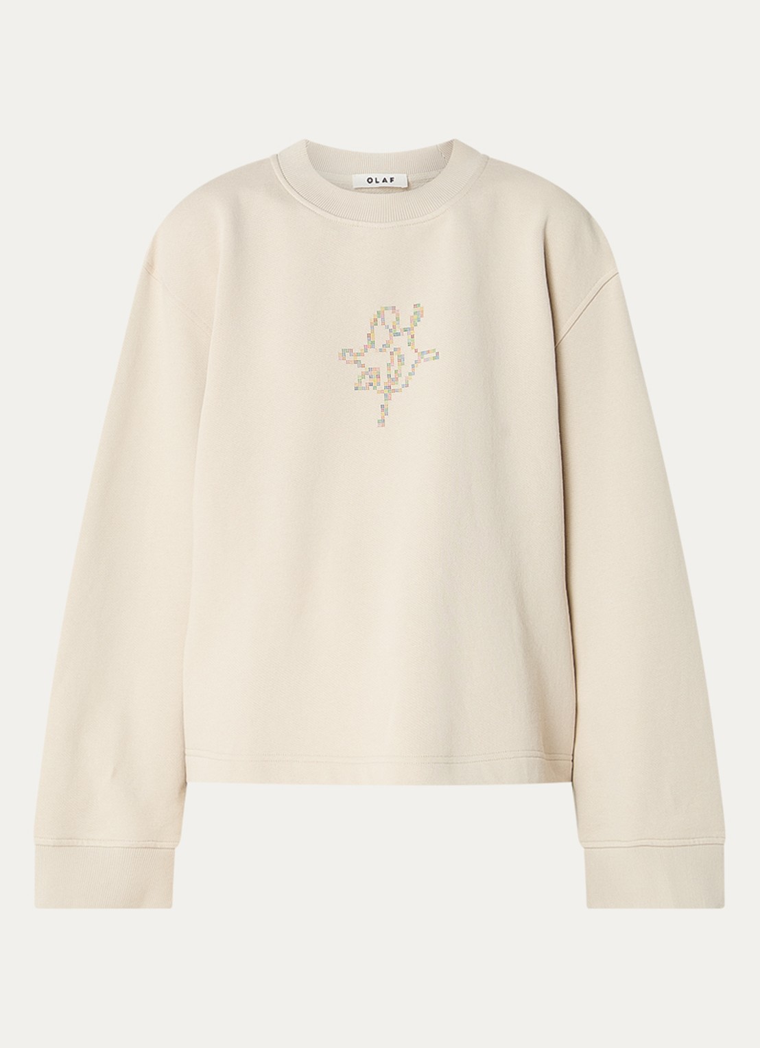 OLAF Sweater met print en trompetmouw - voorkant 3 beige