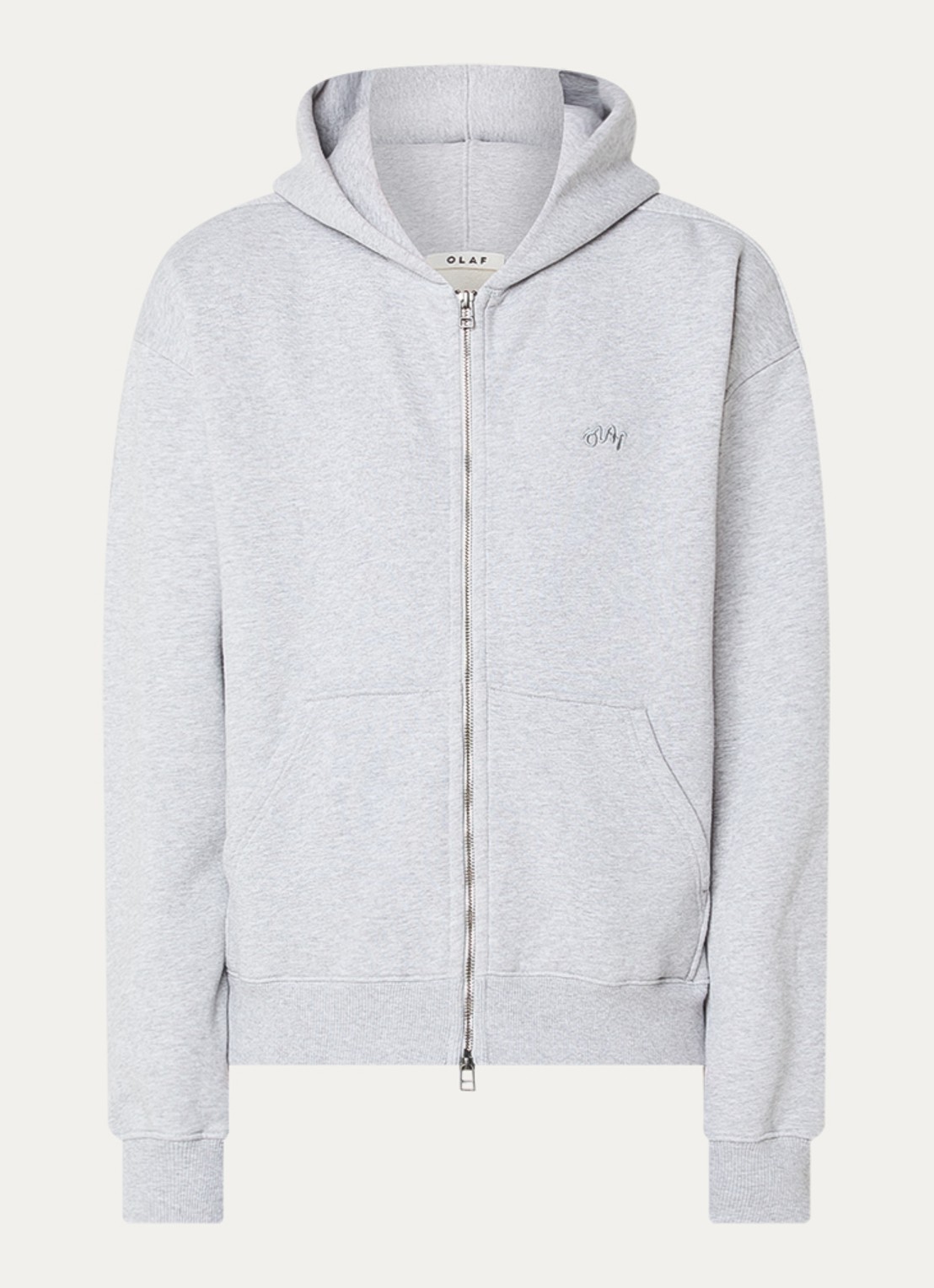 OLAF Sweatvest met logoborduring - voorkant lichtgrijs