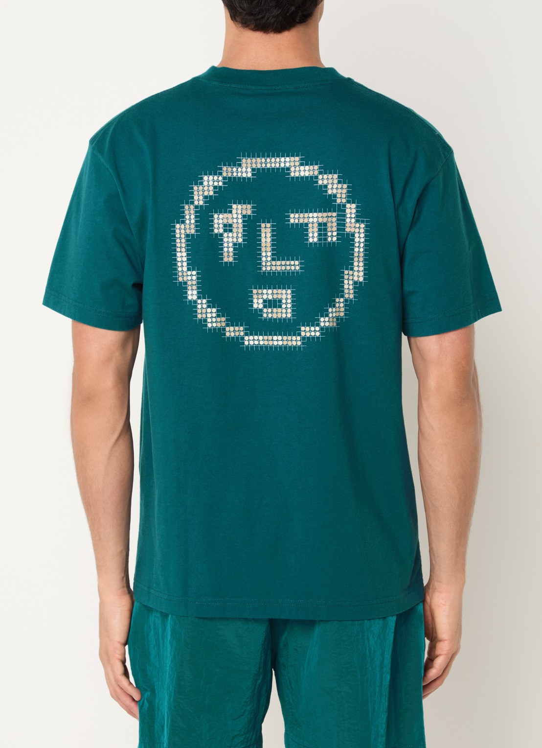 OLAF T-shirt met front- en backprint - detail zeegroen