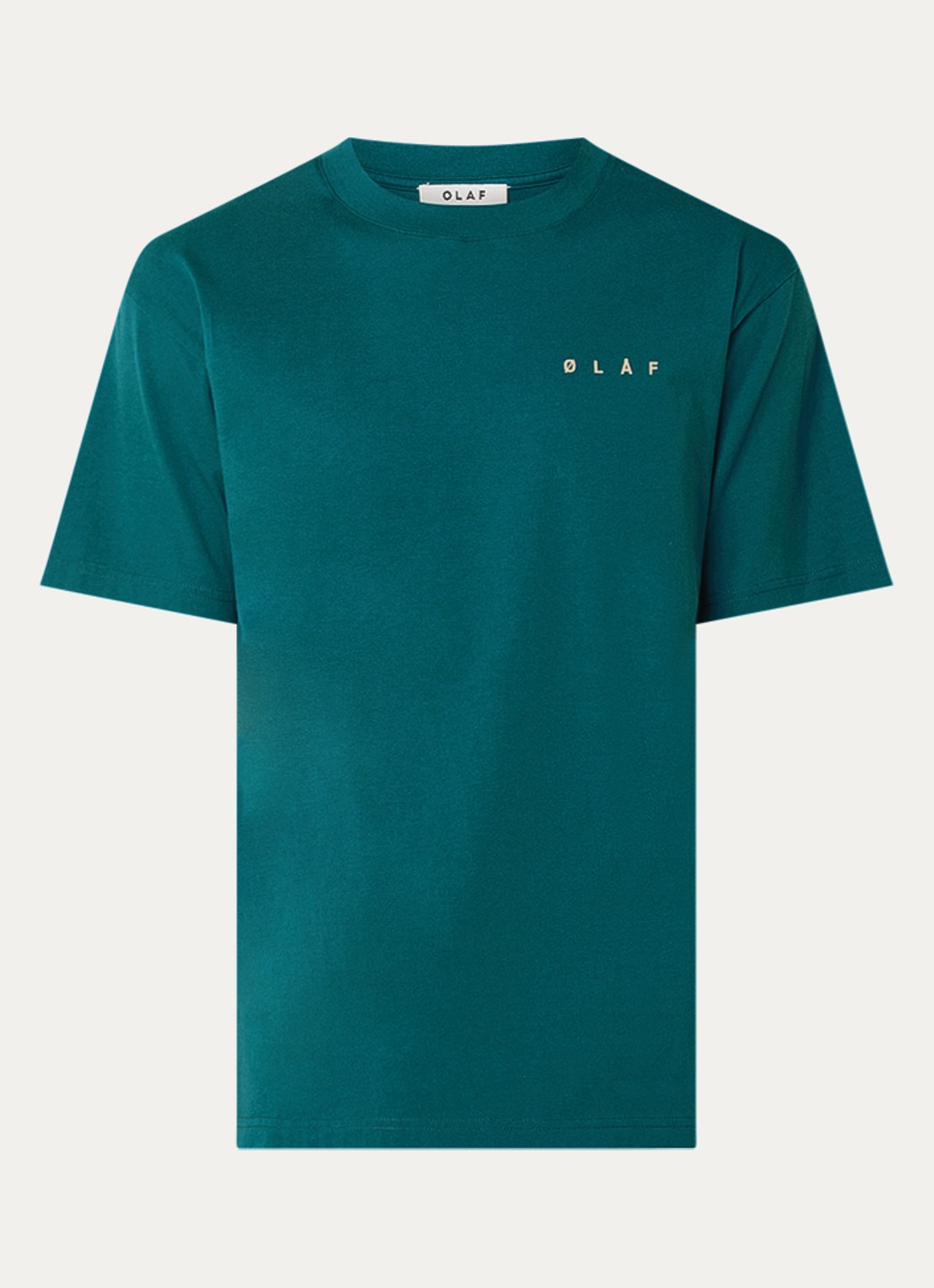 OLAF T-shirt met front- en backprint - voorkant 2 zeegroen