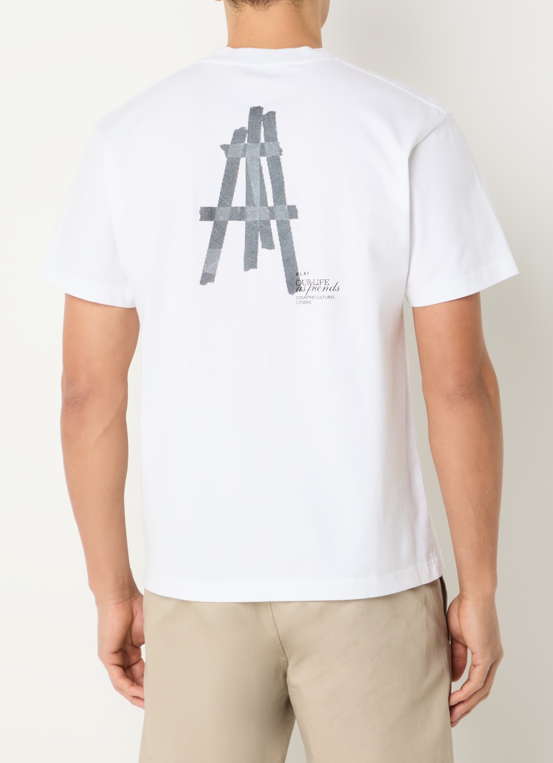 OLAF T-shirt met logo- en backprint - detail 3 wit