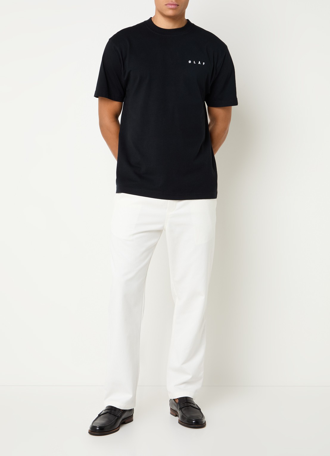 OLAF T-shirt met logo- en backprint - voorkant 3 zwart