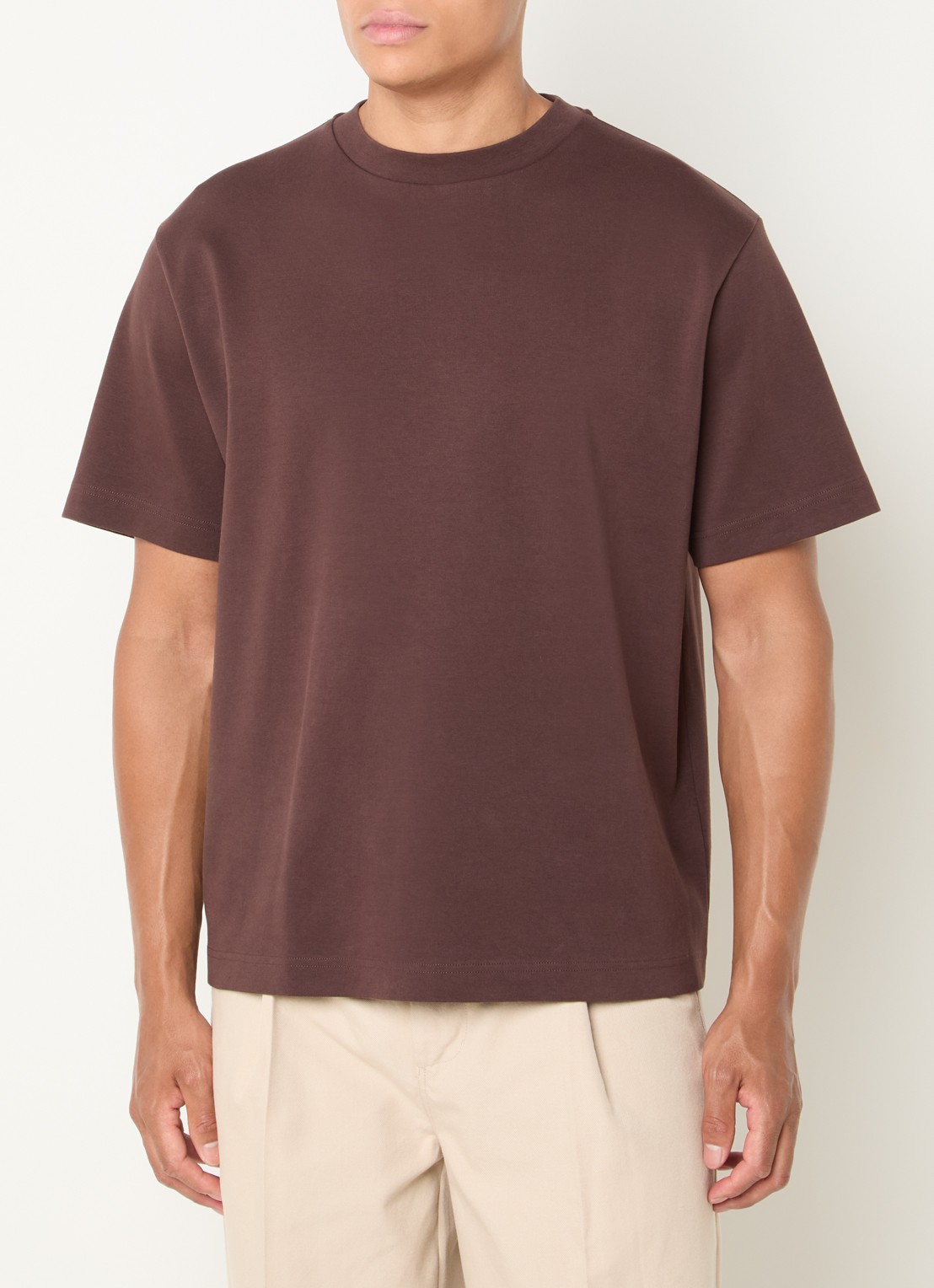 OLAF T-shirt met logo - detail bruin