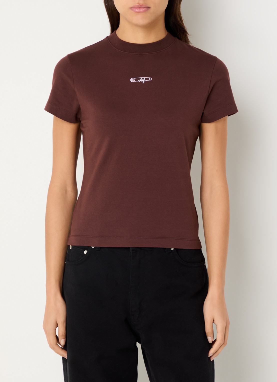OLAF T-shirt met logo - detail 4 bordeauxrood