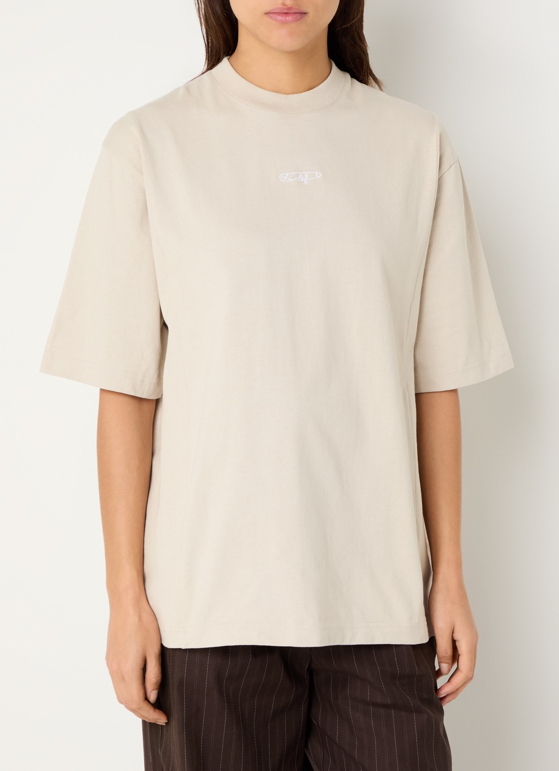 OLAF T-shirt met logo - detail beige
