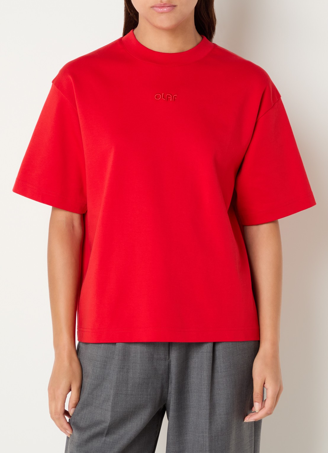 OLAF T-shirt met logo - detail 4 rood