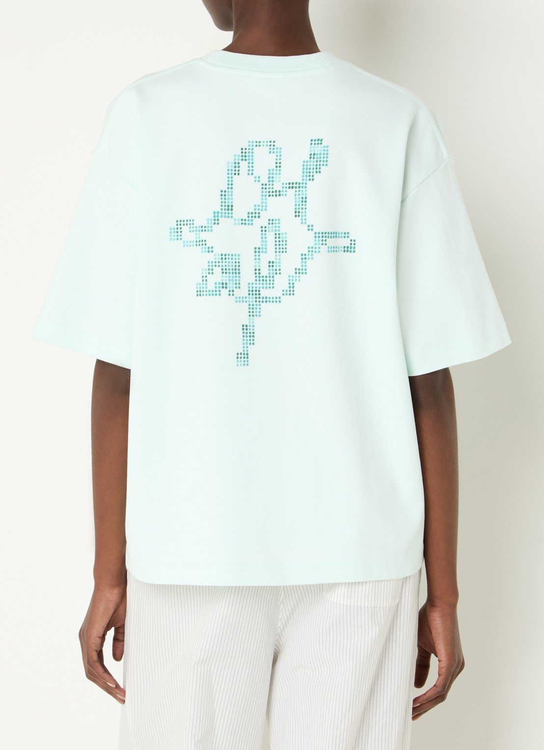 OLAF T-shirt met logoborduring en backprint - detail mint