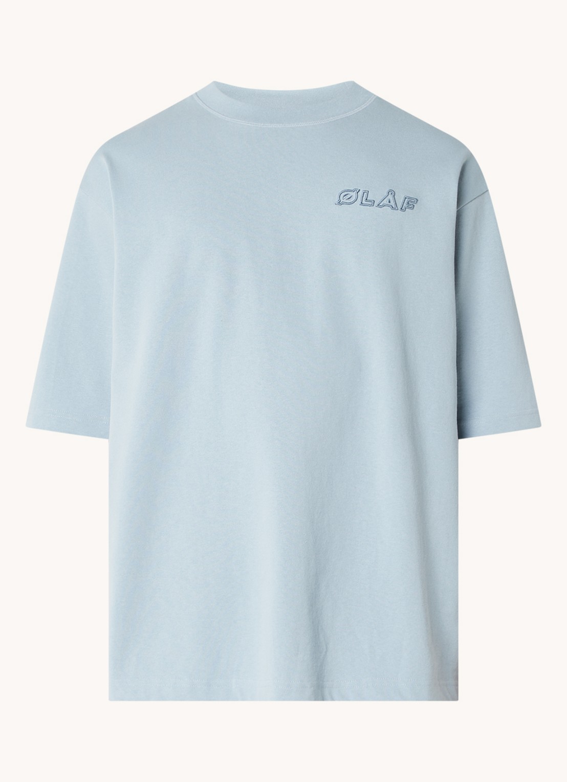 OLAF T-shirt met logoborduring - voorkant blauwgrijs