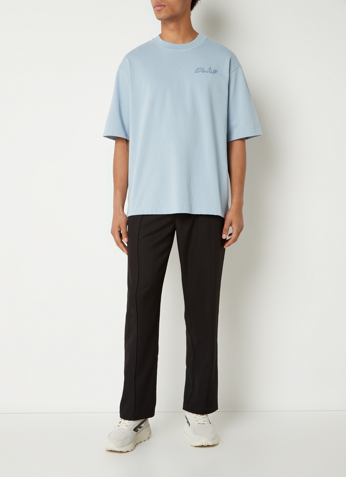 OLAF T-shirt met logoborduring - voorkant 2 blauwgrijs