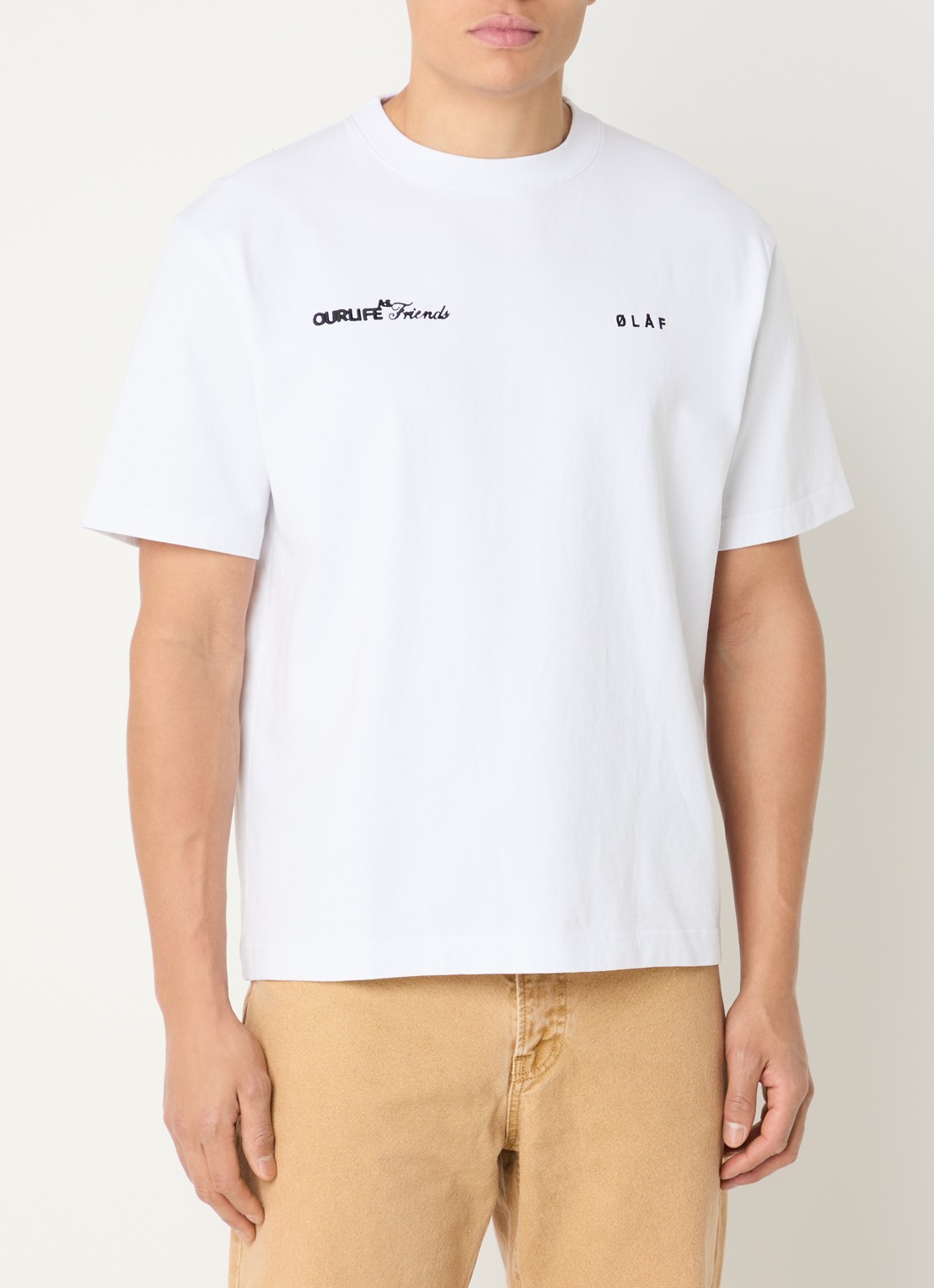 OLAF T-shirt met logoborduring - detail 3 wit