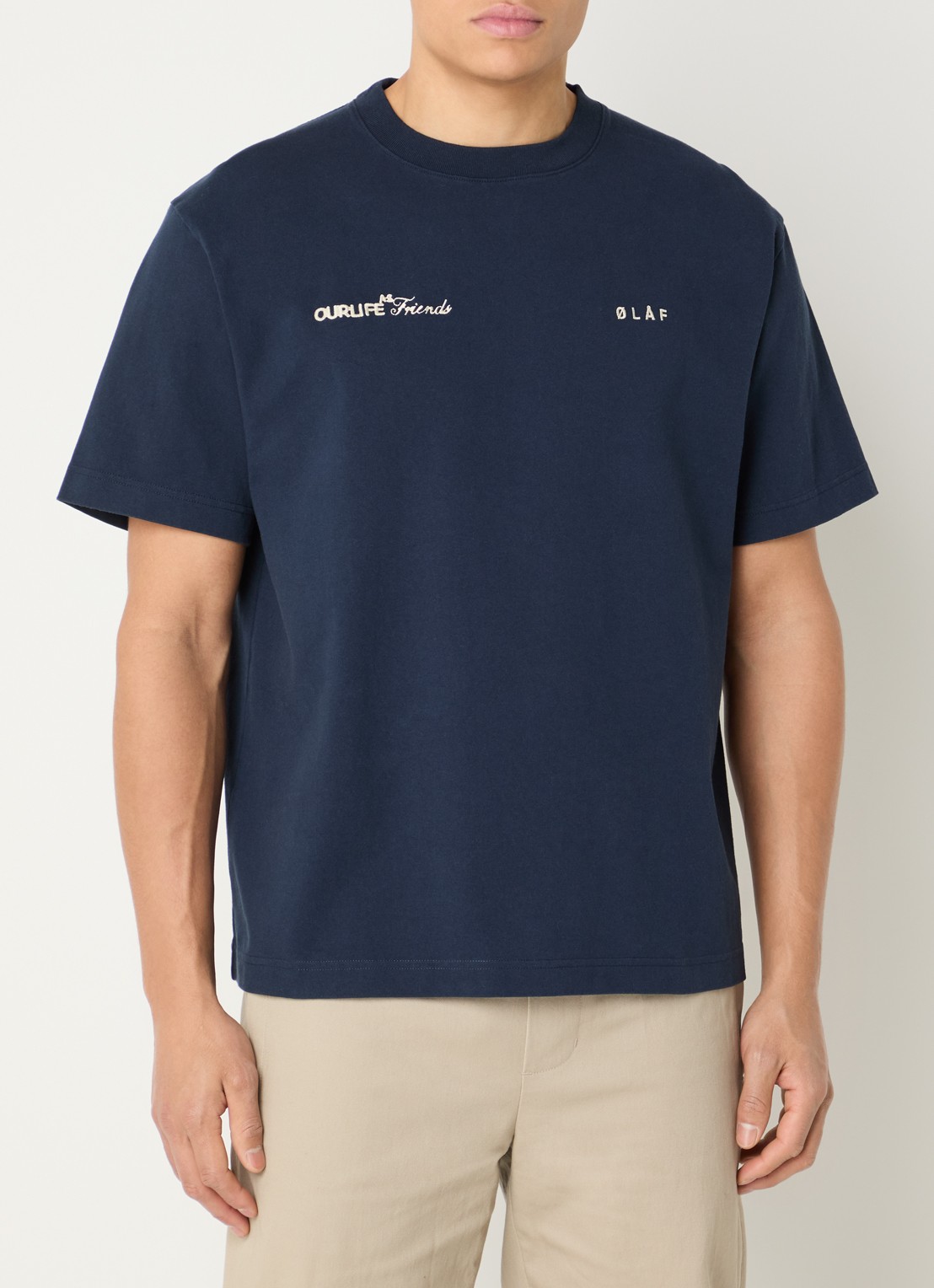 OLAF T-shirt met logoborduring - detail 3 donkerblauw