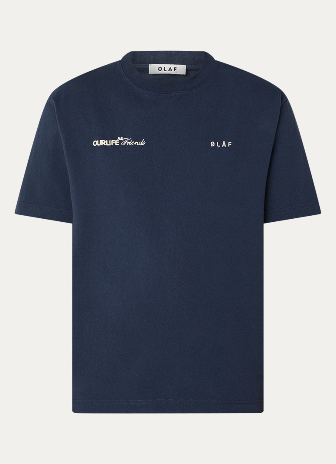 OLAF T-shirt met logoborduring - voorkant donkerblauw