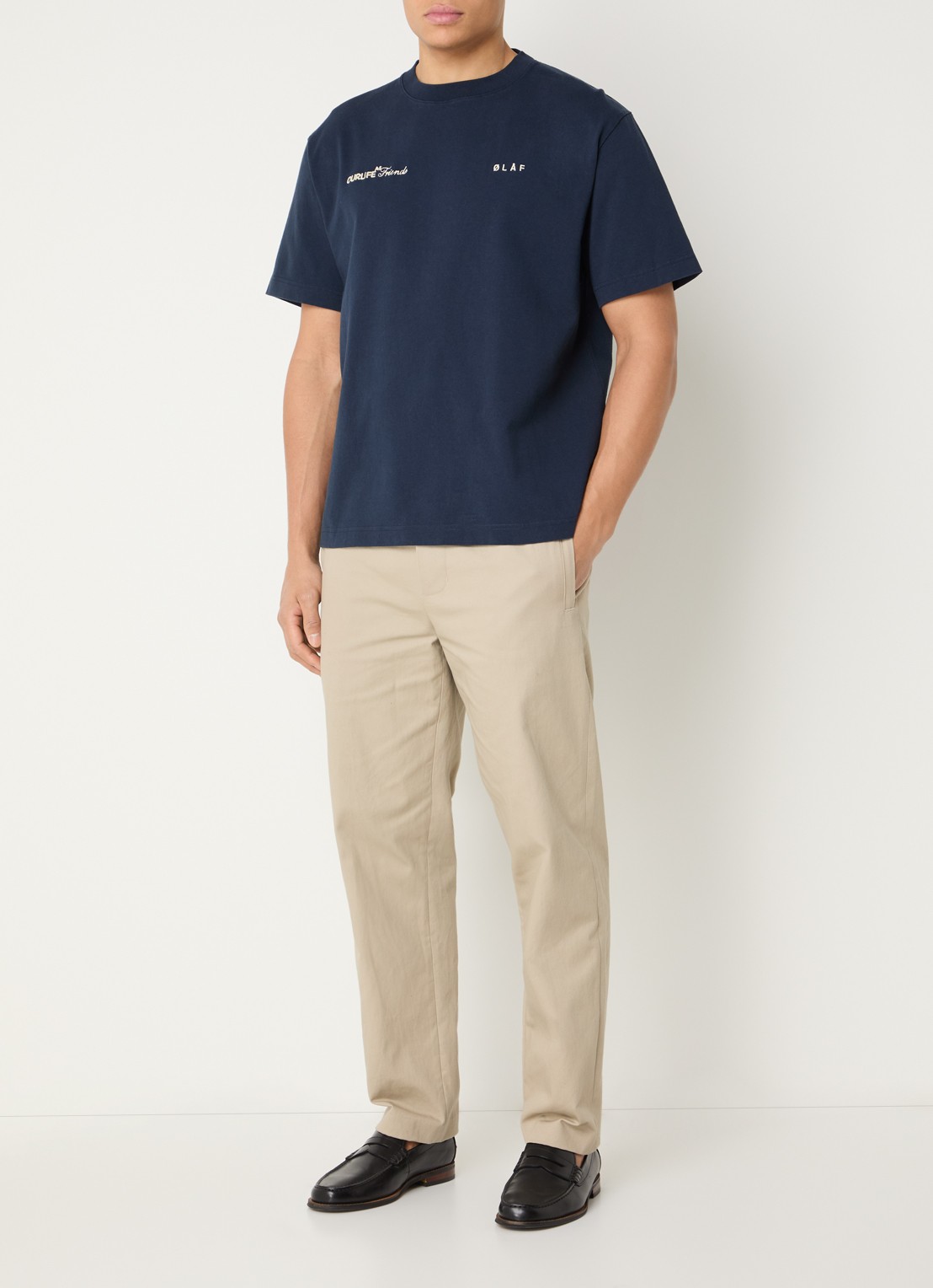 OLAF T-shirt met logoborduring - voorkant 2 donkerblauw