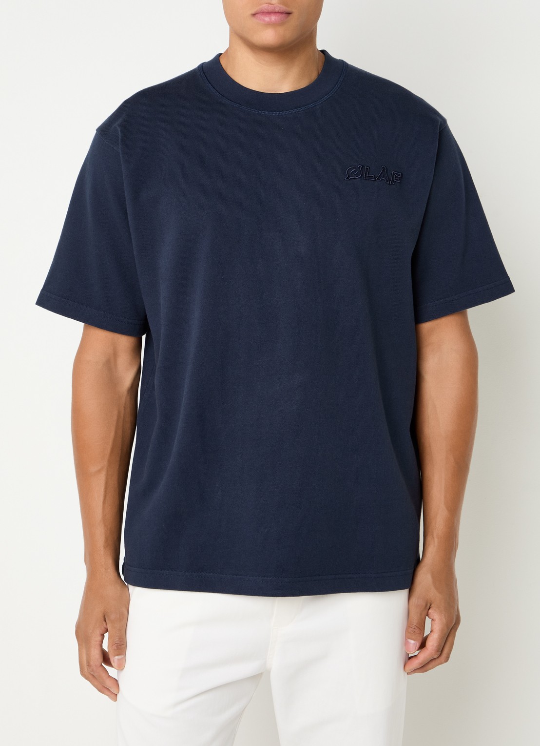OLAF T-shirt met logoborduring - detail 4 donkerblauw