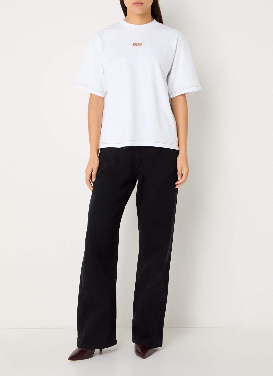 OLAF T-shirt met logoborduring - voorkant 2 wit